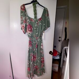 Green floral design dress